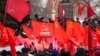 RUSSIA -- Supporters of Russia's Communist Party (KPRF) gather to mark the centennial of the 1917 Bolshevik Revolution, in Omsk, November 7, 2017
